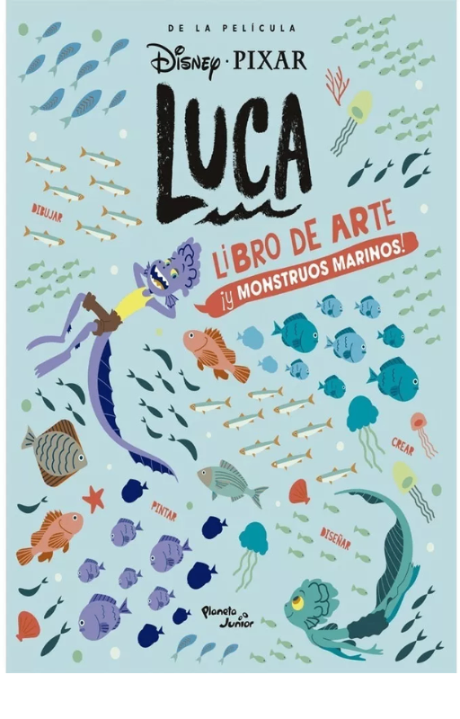 Luca libro de arte y monstruos marinos, disney